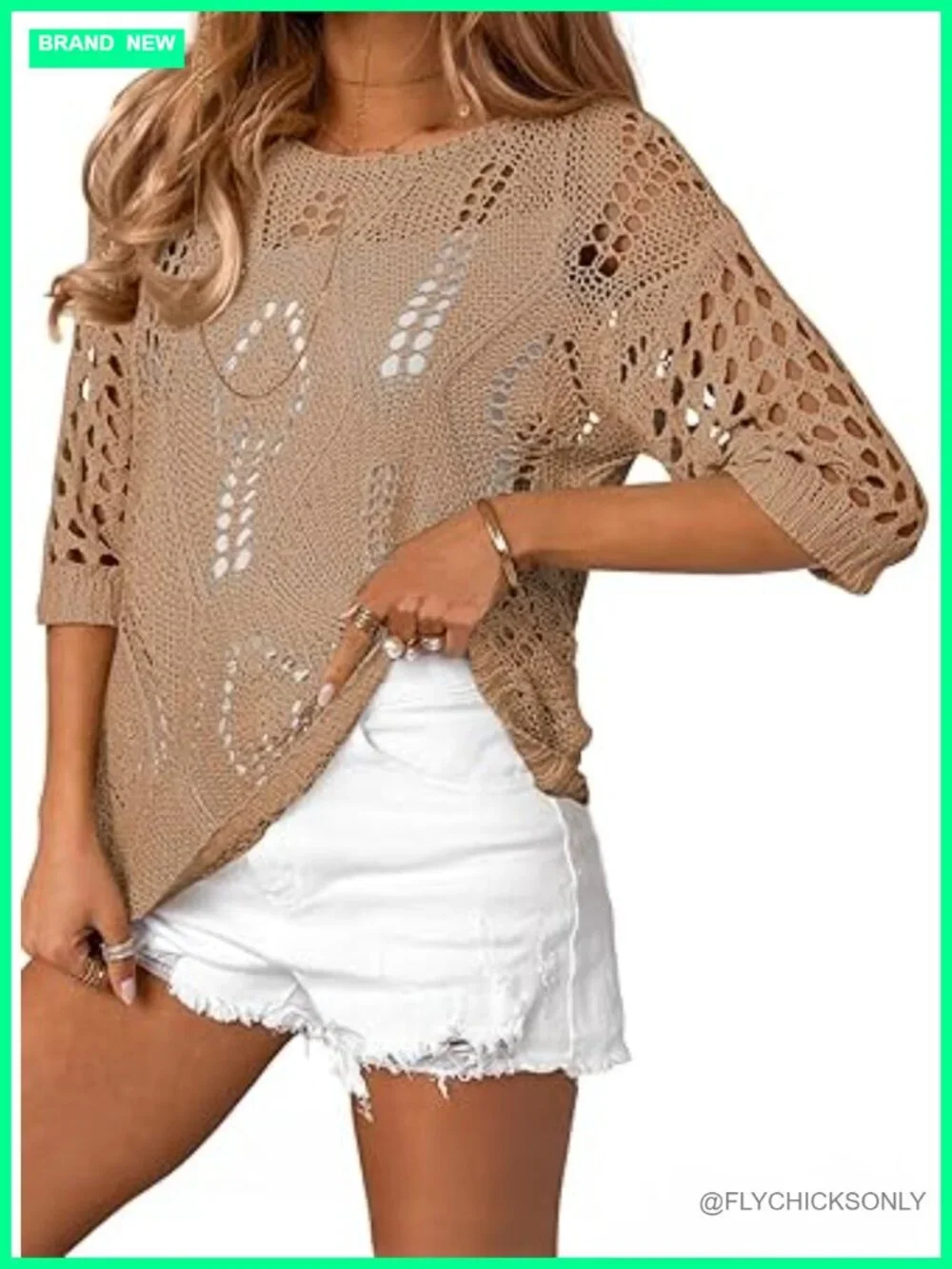 Crochet Hollow Out Knit Cover Up Sweater - Lightweight Beach Swimwear Coverup